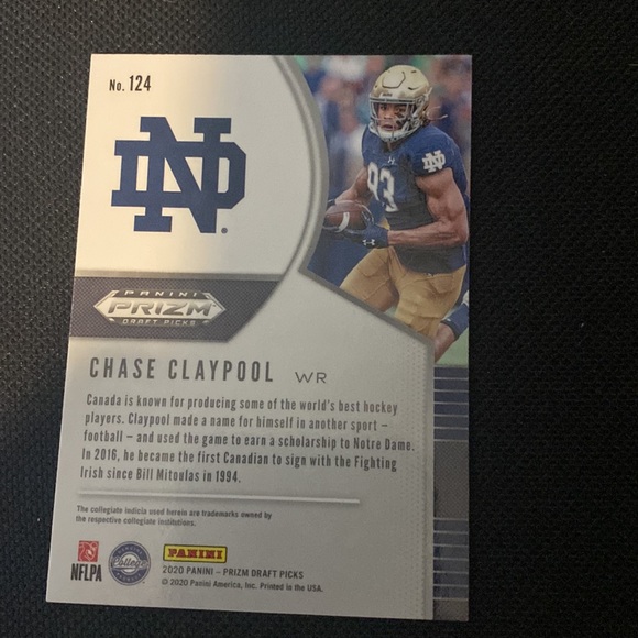 Chase Claypool (Rookie) - 2020 Panini Prizm Draft Picks # 124 - Picture 2 of 2